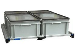 Aluminium-Heckauszug 90x80 cm mit 4 Behältern mit Deckel