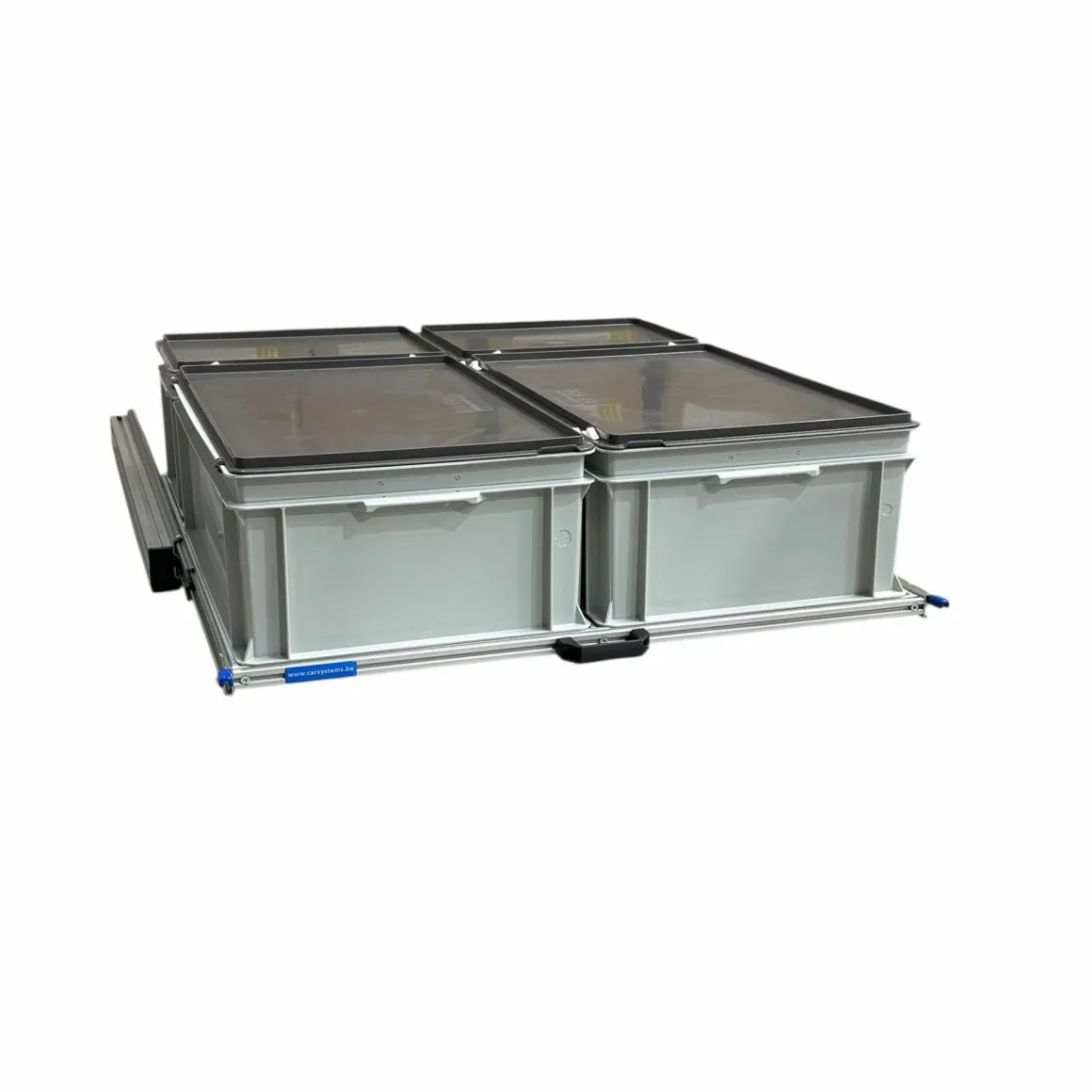 Aluminium-Heckauszug 90x80 cm mit 4 Behältern mit Deckel
