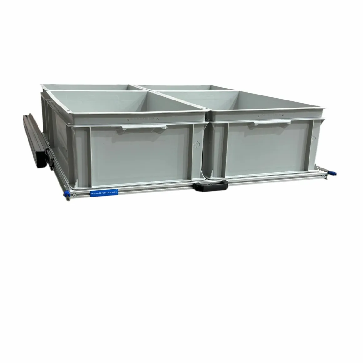 Aluminium-Heckauszug 90x80 cm mit 4 offenen Behältern