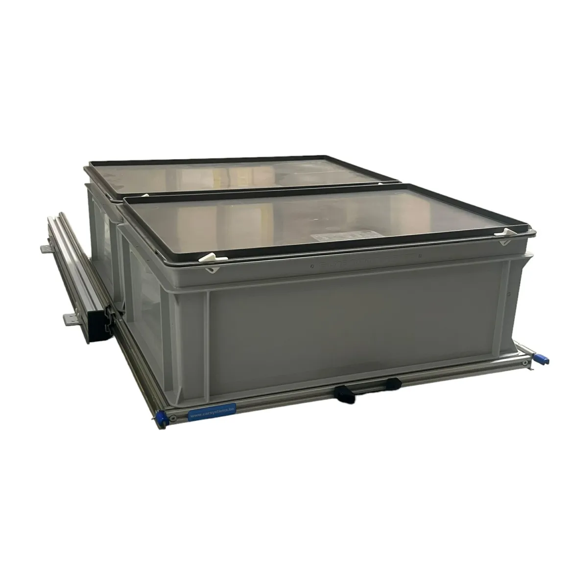 Aluminium Schiebeframe 80x60 cm mit 2 Boxen und Deckel