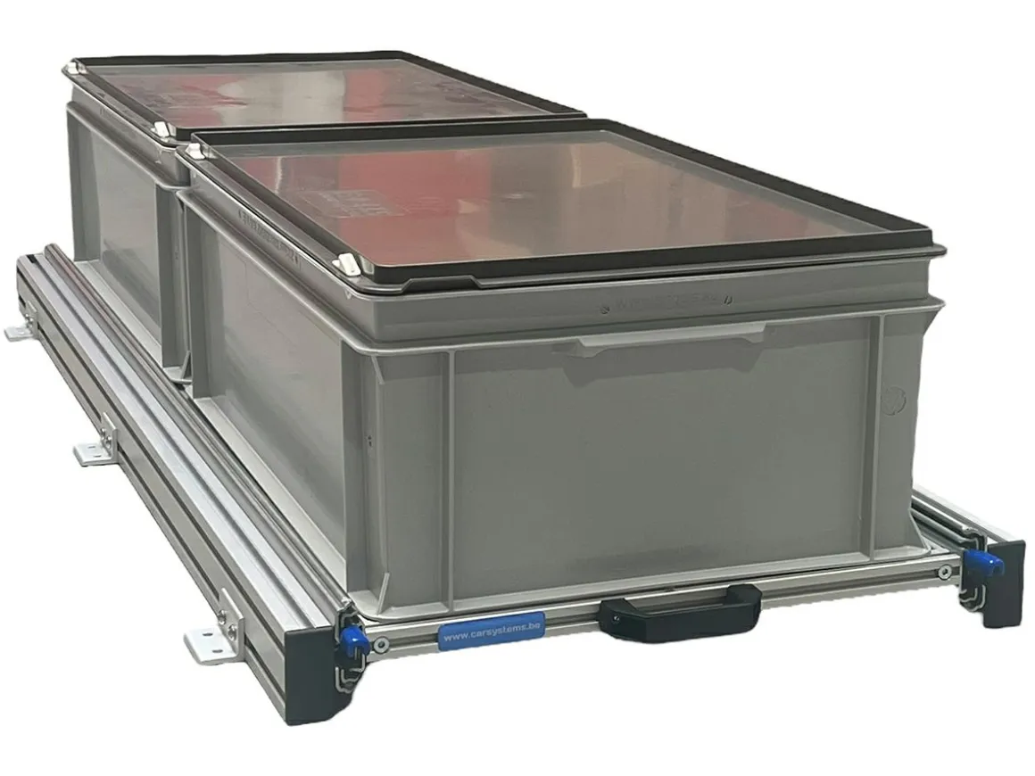 Aluminium Schiebeframe 120x40 cm mit 2 Boxen und Deckel