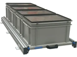 Aluminium Schiebeframe 120x40 cm mit 4 Boxen und Deckel