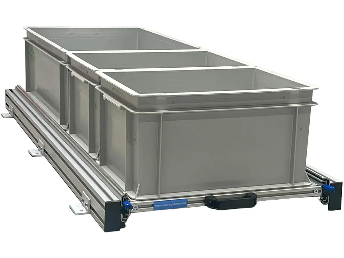 Aluminium Schiebeframe 120x40 cm mit 3 offenen Boxen