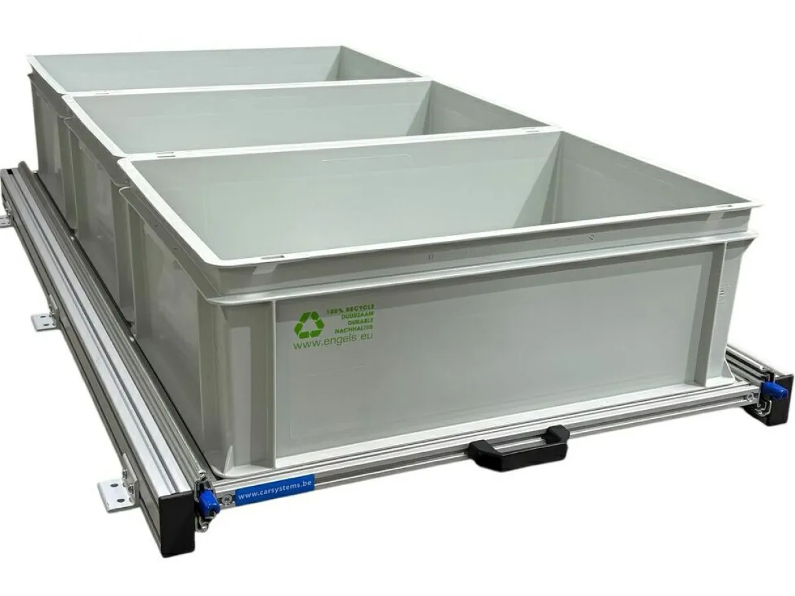 Aluminium 120 x 60 cm Heckauszug mit 3 offenen Boxen