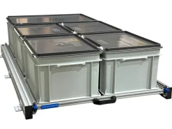 Aluminium 120 x 60 cm Heckauszug mit 5 geschlossenen Boxen