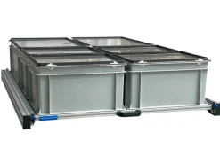 Aluminium 120x80 cm Heckauszug mit 6 Boxen mit Deckel