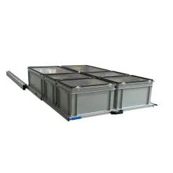 Aluminium 120x80 cm Heckauszug mit 6 Boxen mit Deckel