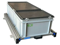 Aluminium 90x40 cm Schiebegestell mit 2 Körben und Deckel