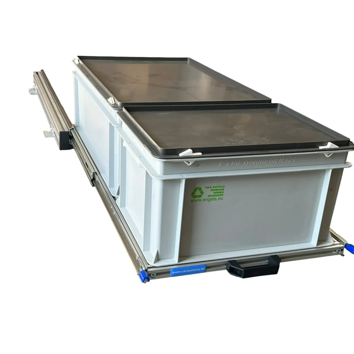 Aluminium 90x40 cm Schiebegestell mit 2 Körben und Deckel