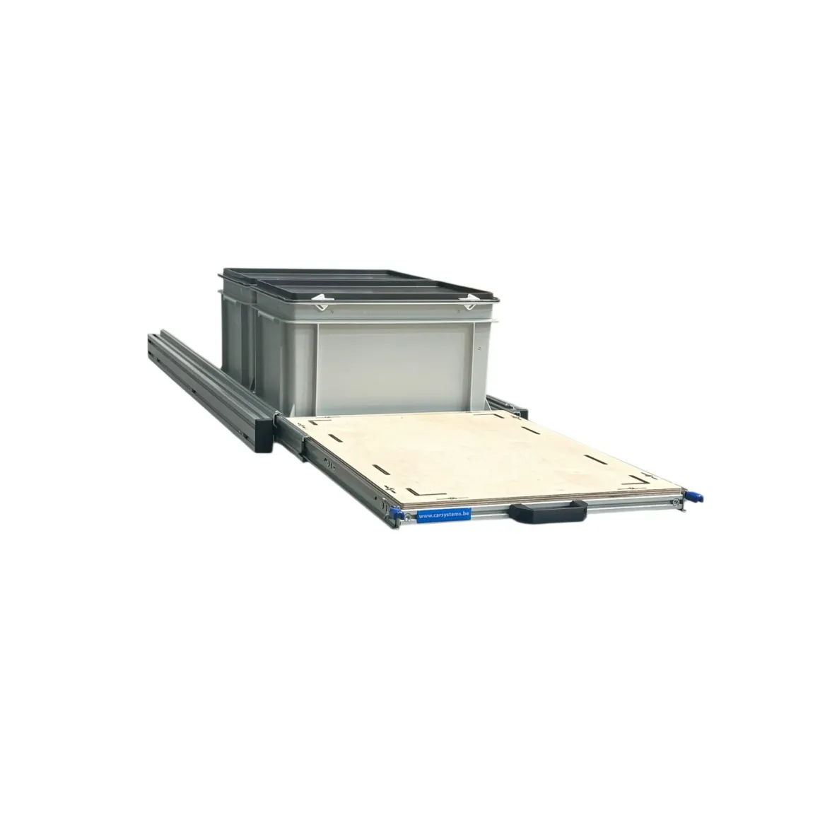 Alu 120x40 cm Heckauszug mit 2 Boxen mit Deckel und Multiplex