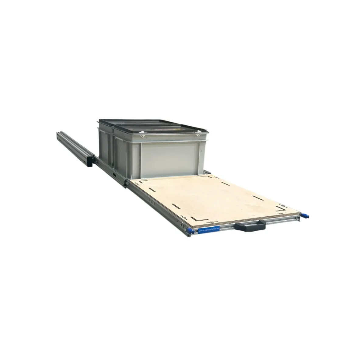 Alu 120x40 cm Heckauszug mit 2 Boxen mit Deckel und Multiplex
