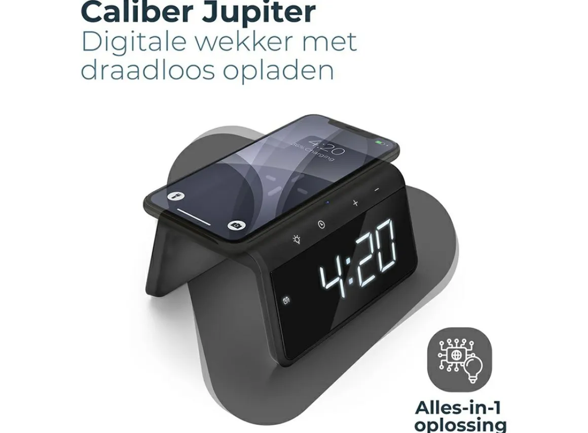 Caliber HCG019QI-BA drahtloses Ladegerät und Wecker