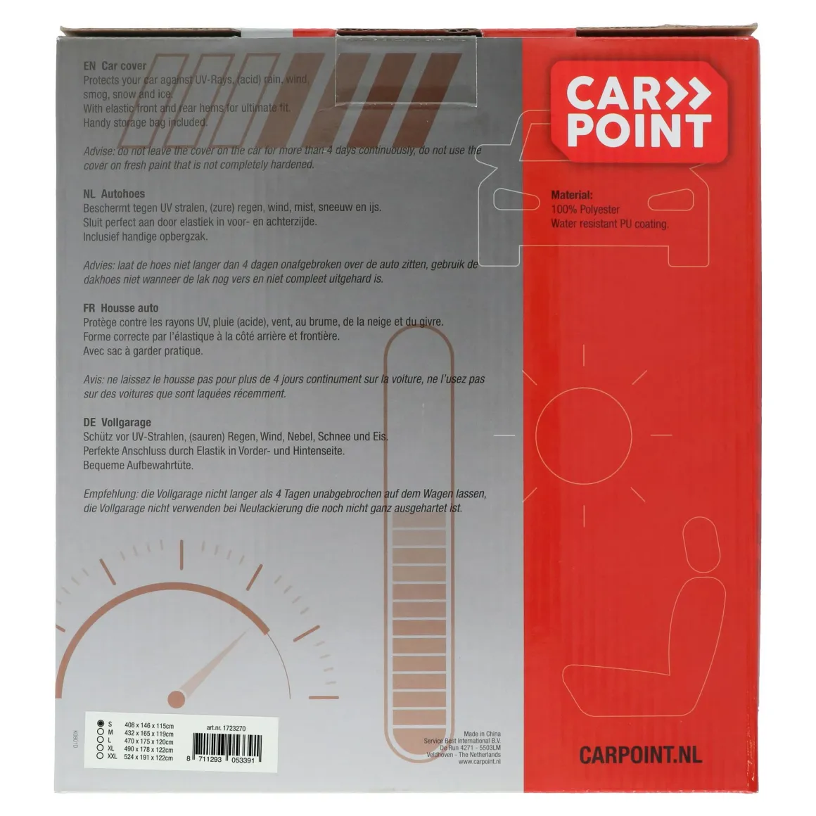 Carpoint Polyester Ganzgarage - 408 x 146 x 115 cm