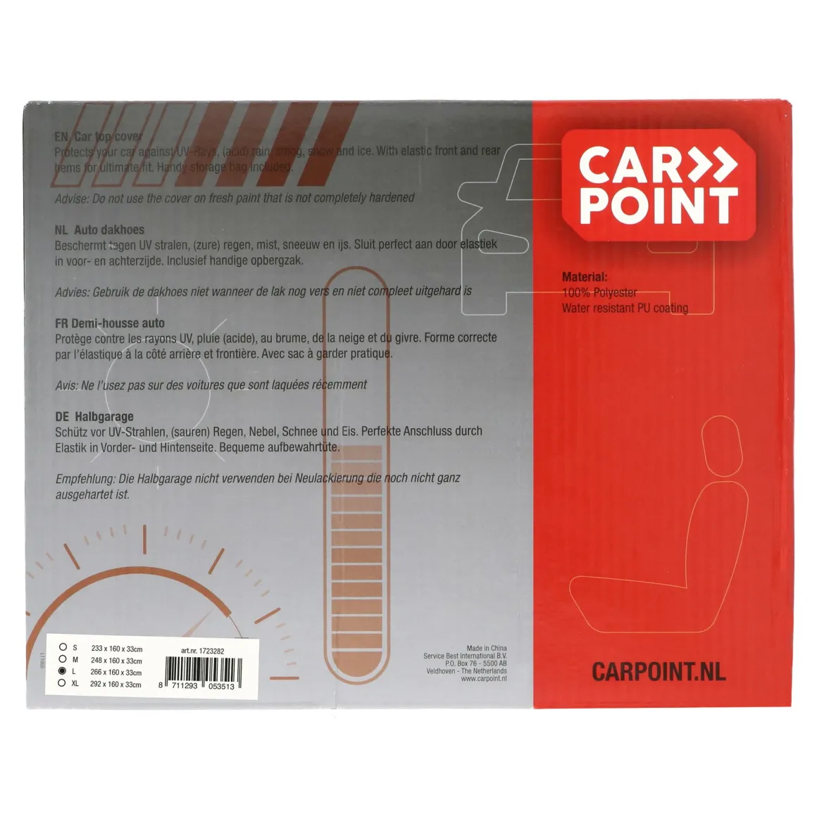 Carpoint Polyester Halbgarage L - 266 x 160 x 33 cm