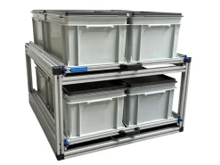 Doppel Alu Heckauszug mit 6 geschlossenen Boxen - 80×60 cm