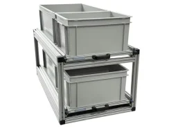 Doppel Aluminium Heckauszug mit 4 offenen Boxen - 90×40 cm
