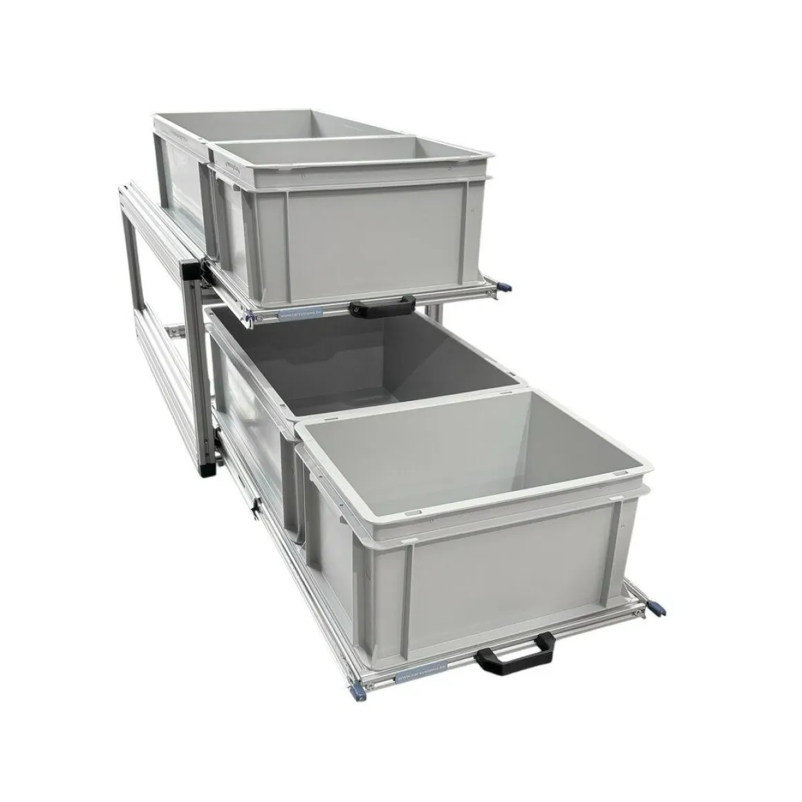 Doppel Aluminium Heckauszug mit 4 offenen Boxen - 90×40 cm