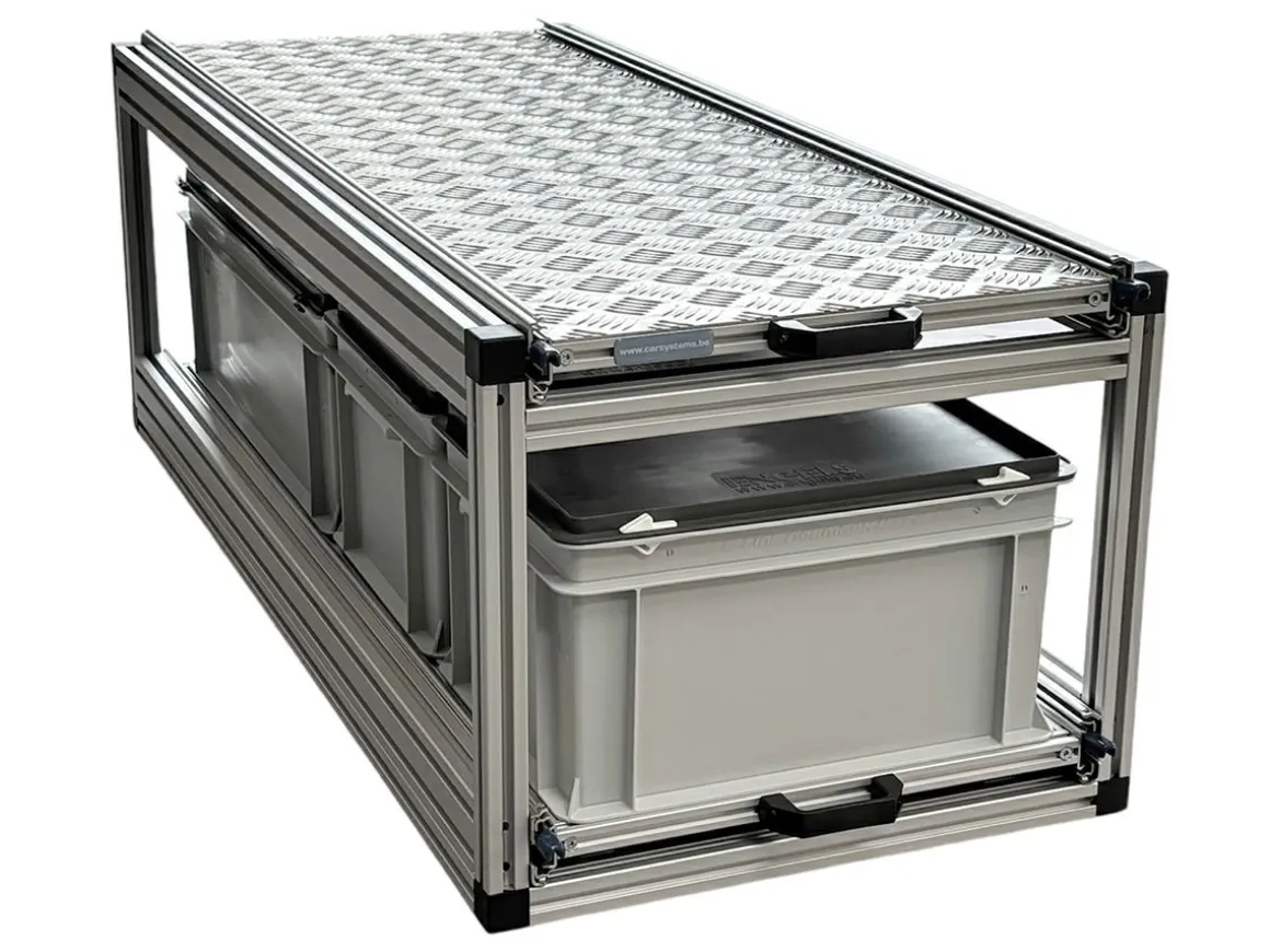 Doppel-Heckauszug 120×40 cm – 3 geschlossene Boxen und Riffelblec