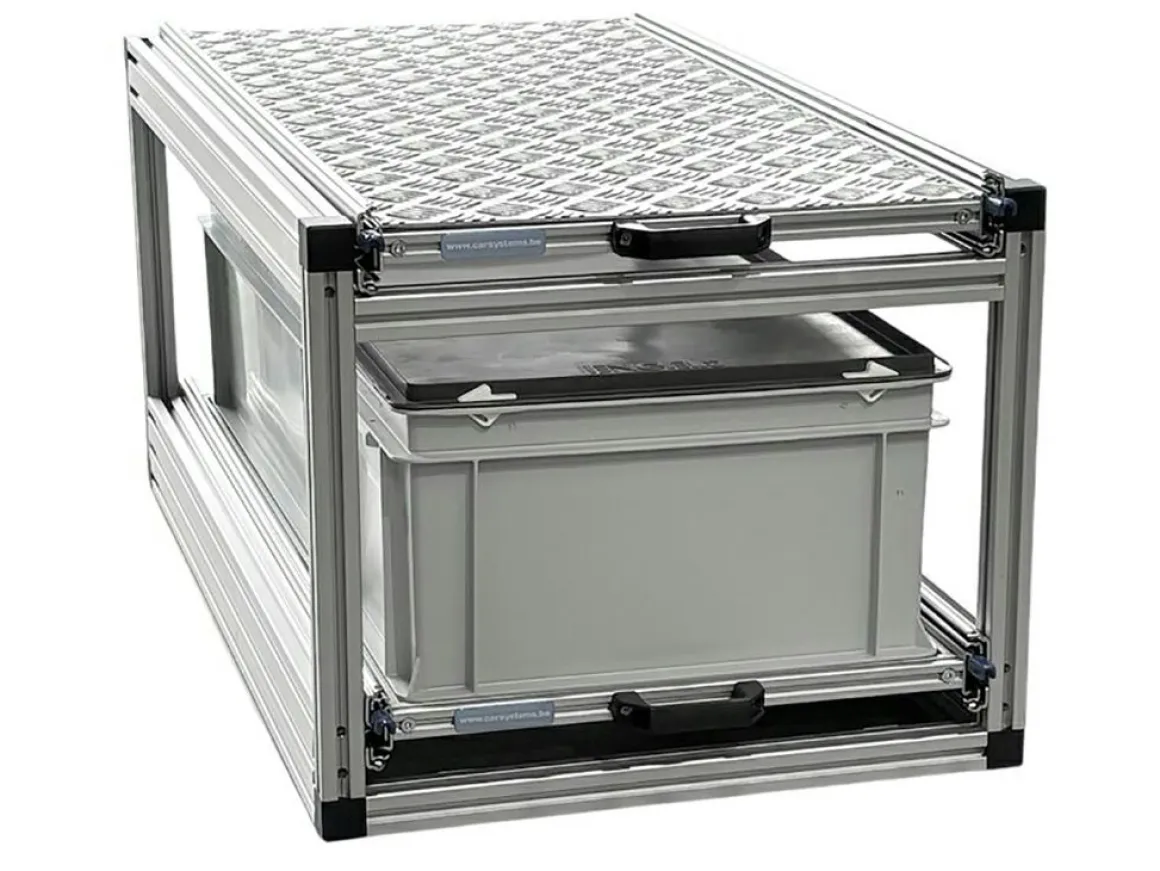 Doppel-Heckauszug mit 2 geschlossene Boxen und Alu platte-90x40cm