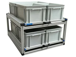 Doppelter Aluminium-Heckauszug mit 6 offenen Boxen – 80 x 60 cm