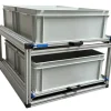 Doppelter Aluminium-Schiebeboden mit 4 offenen Boxen - 80x60cm