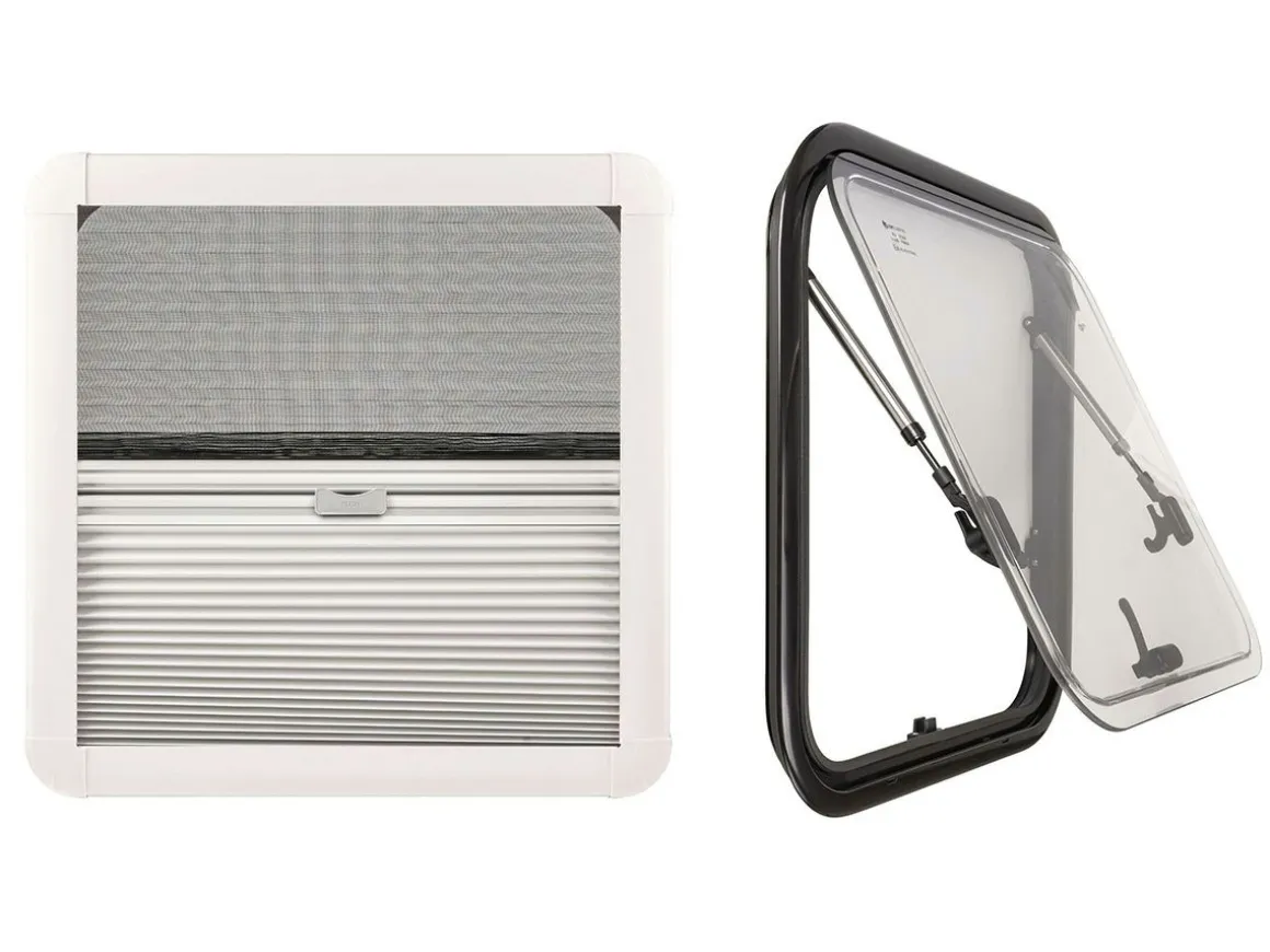 DWS Camping 500x500mm Klappfenster mit Kombirollo - Transparent