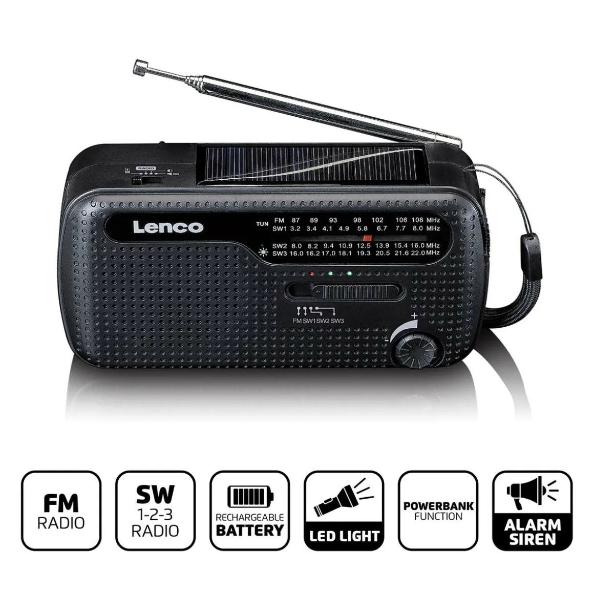 Lenco MCR-113BK Tragbares Notfall Radio