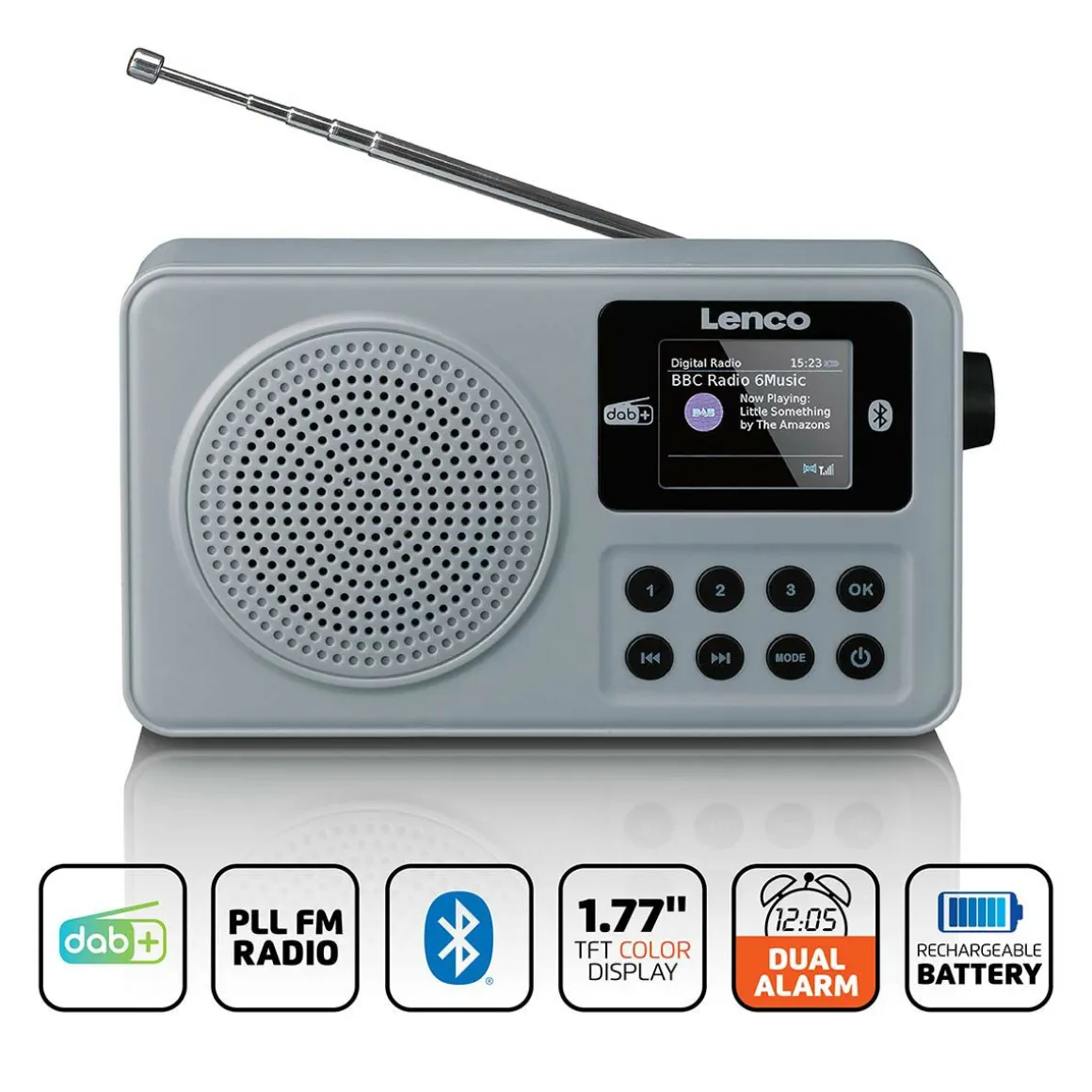 Lenco PDR-034GY DAB+ Radio - Grau