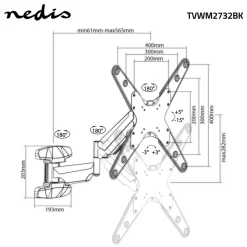 Nedis TVWM2732BK Schwenkbare TV-Wandhalterung