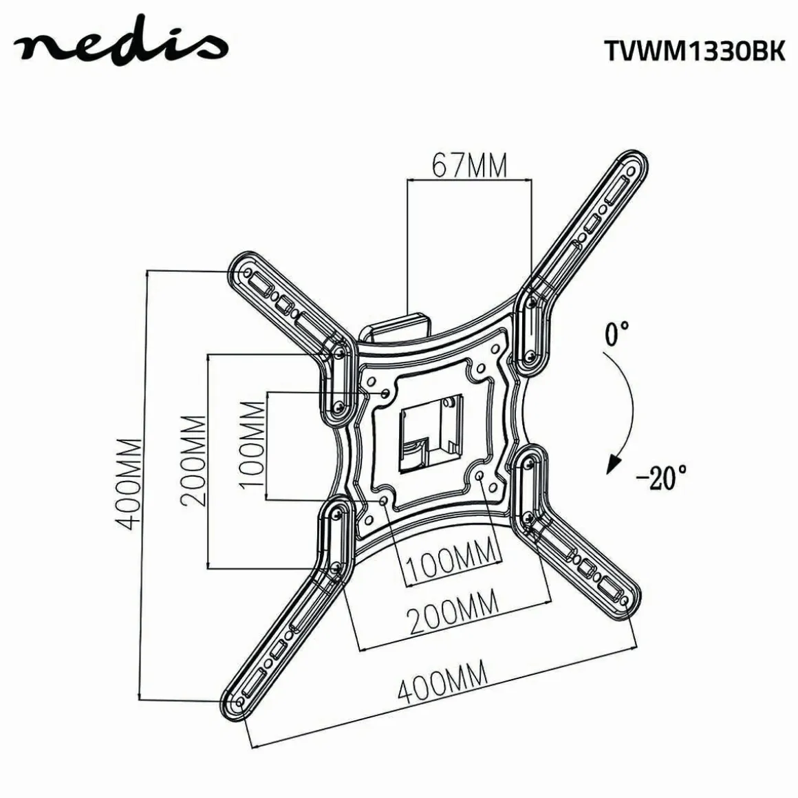 Nedis TVWM1330BK TV-Wandhalterung - 23-55 Zoll