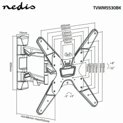 Nedis TVWM5530BK TV-Wandhalterung - 23-55 Zoll