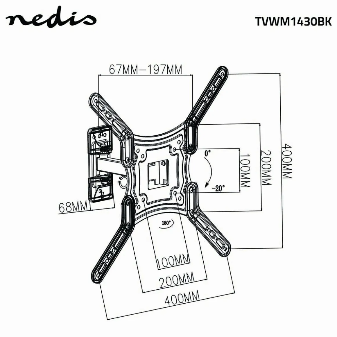 Nedis TVWM1430BK TV-Wandhalterung - 23-55 Zoll
