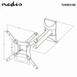 Nedis TVWM31BK Vollbewegliche-TV-Wandhalterung - 10-32 Zoll