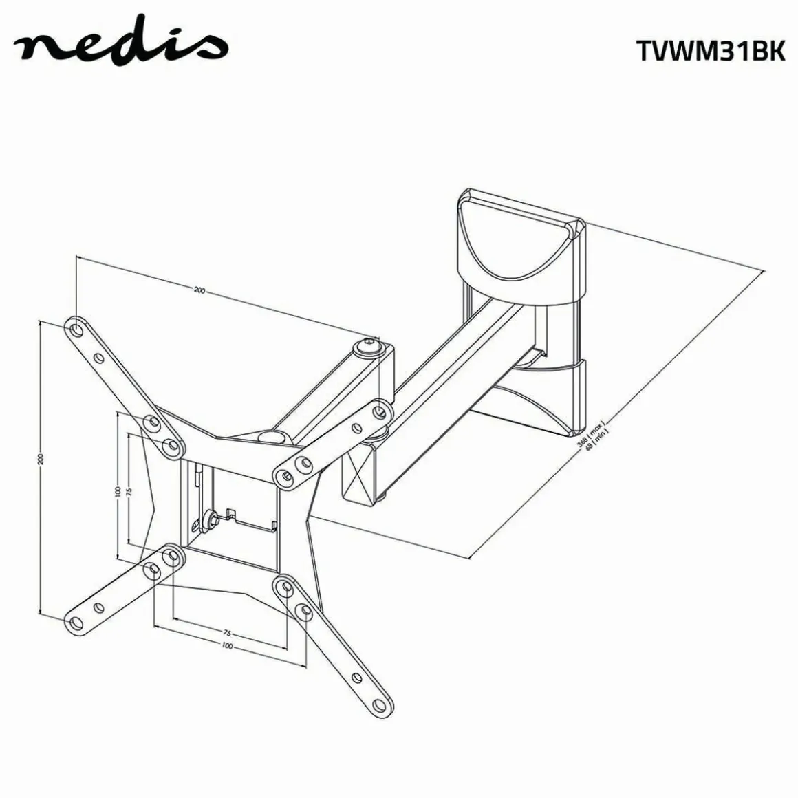 Nedis TVWM31BK Vollbewegliche-TV-Wandhalterung - 10-32 Zoll