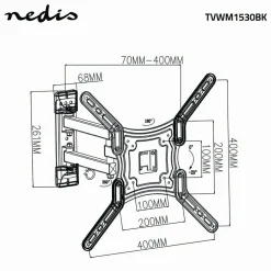 Nedis TVWM1530BK Vollbewegliche-TV-Wandhalterung - 23-55 Zoll