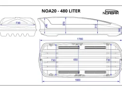 Noabar NOA20 480 Liter Dachbox - Matt Black