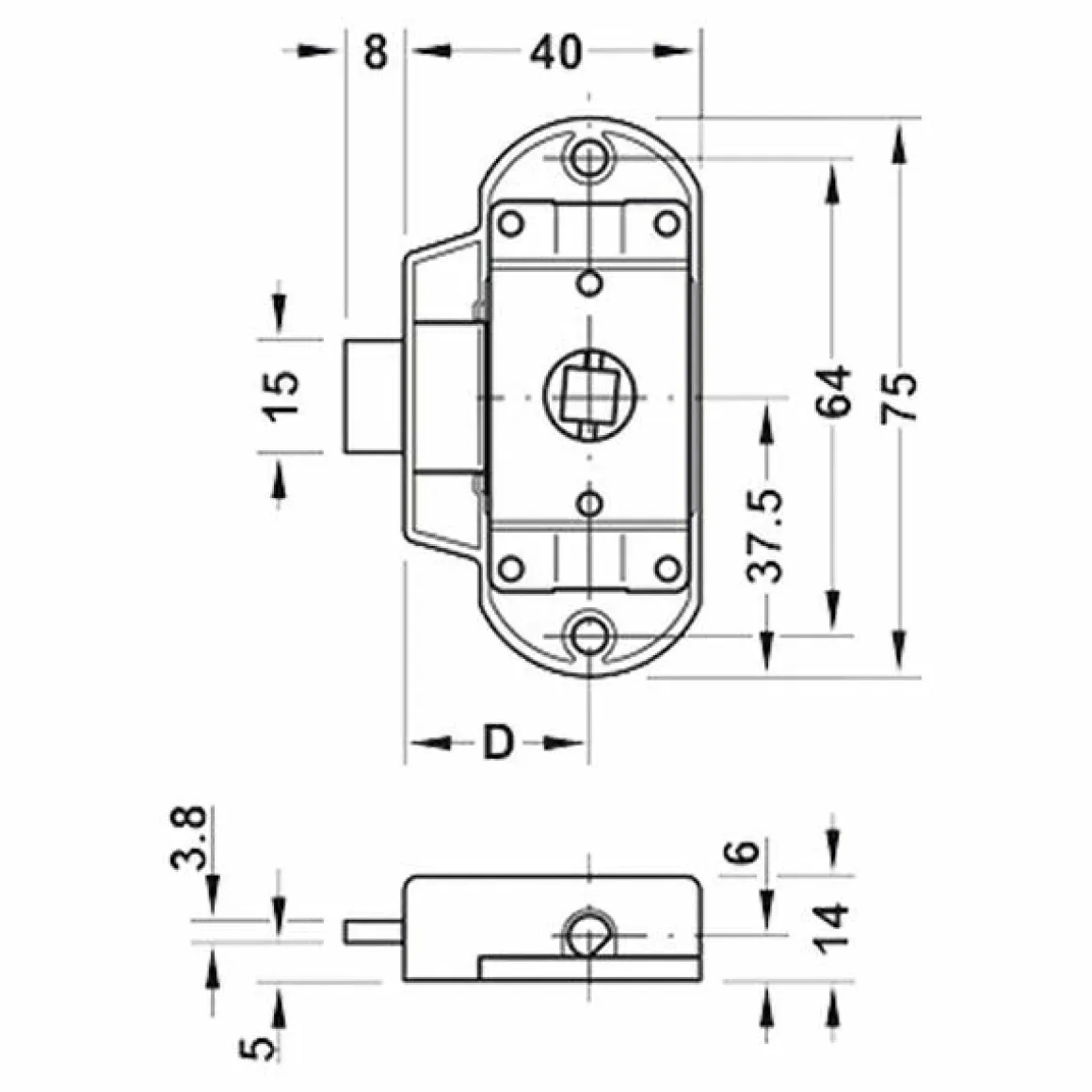 Obelink Metall-Drehstangenschloss - 25 mm