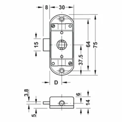Obelink Metall Drehstangenschloss - 15 mm