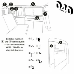 040Parts 10-Teiliges Haken Set - VW California T5 T6