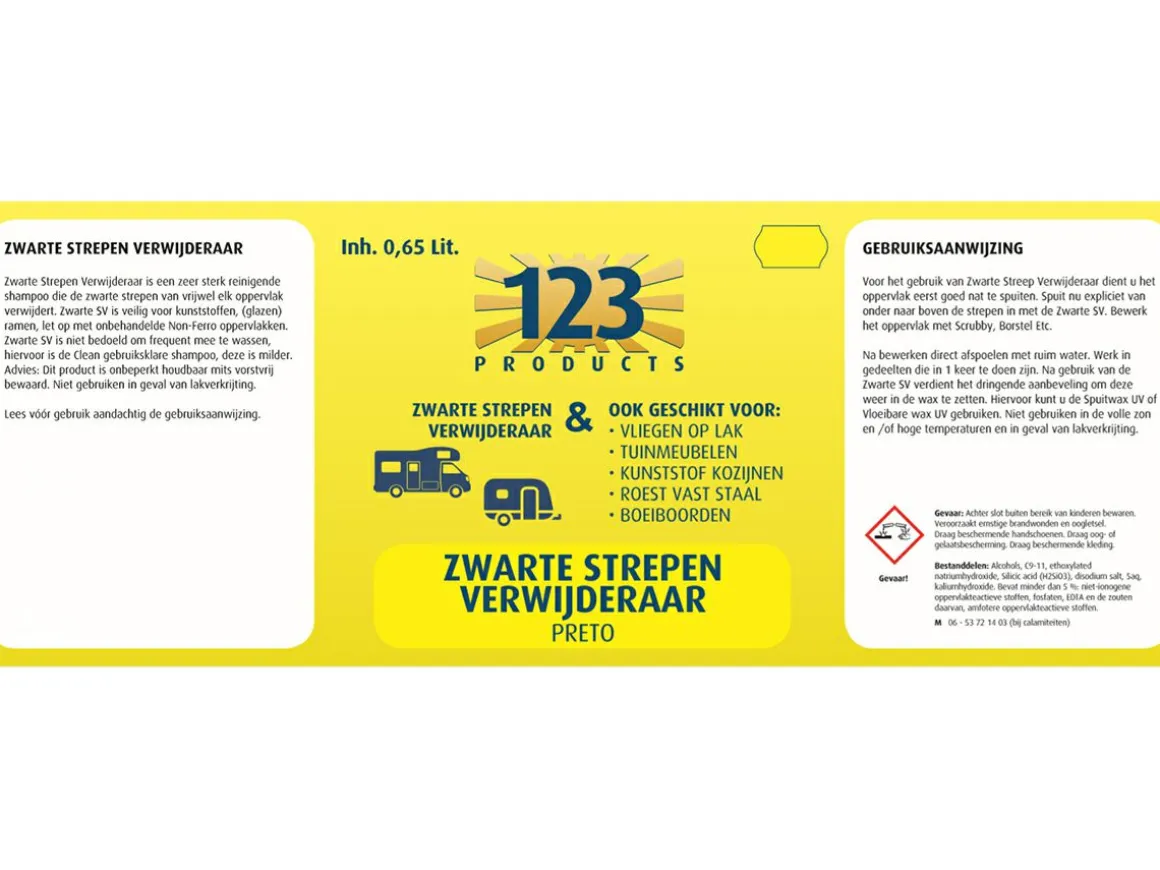 123 Products schwarze Streifenentferner