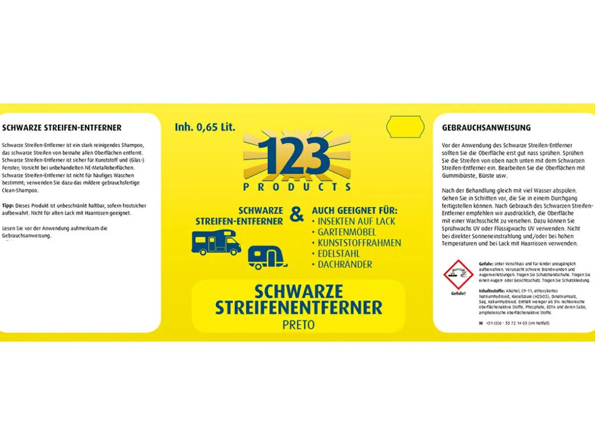 123 Products schwarze Streifenentferner