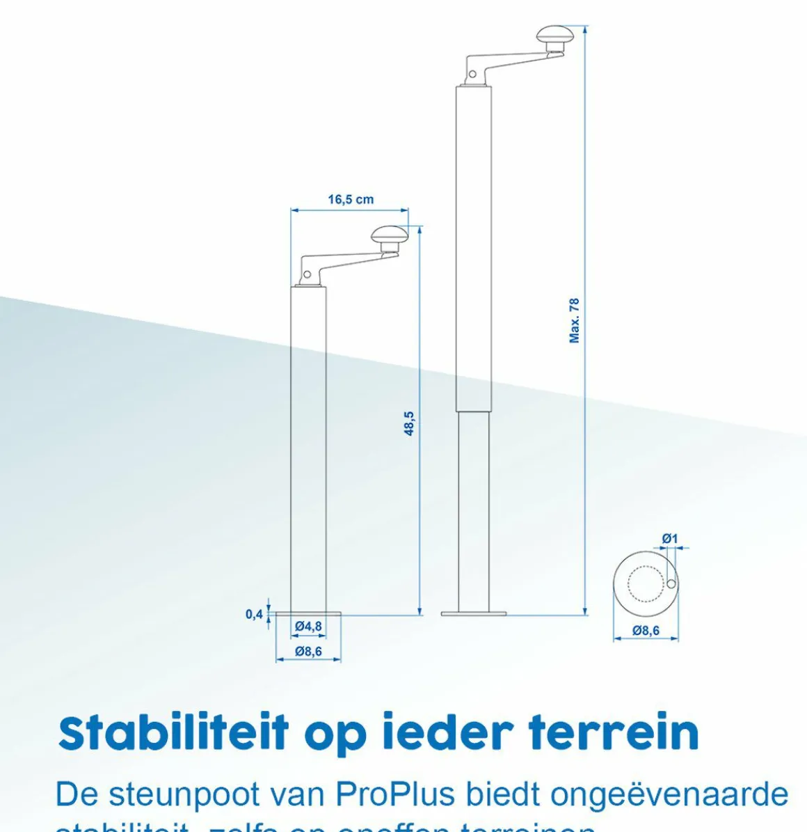 ProPlus Ø48 mm ausdrehbare Abstellstütze - 40 x 65 cm