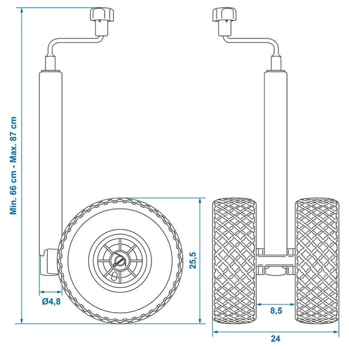 ProPlus 48 mm Stützrad - doppelter Luftreifen