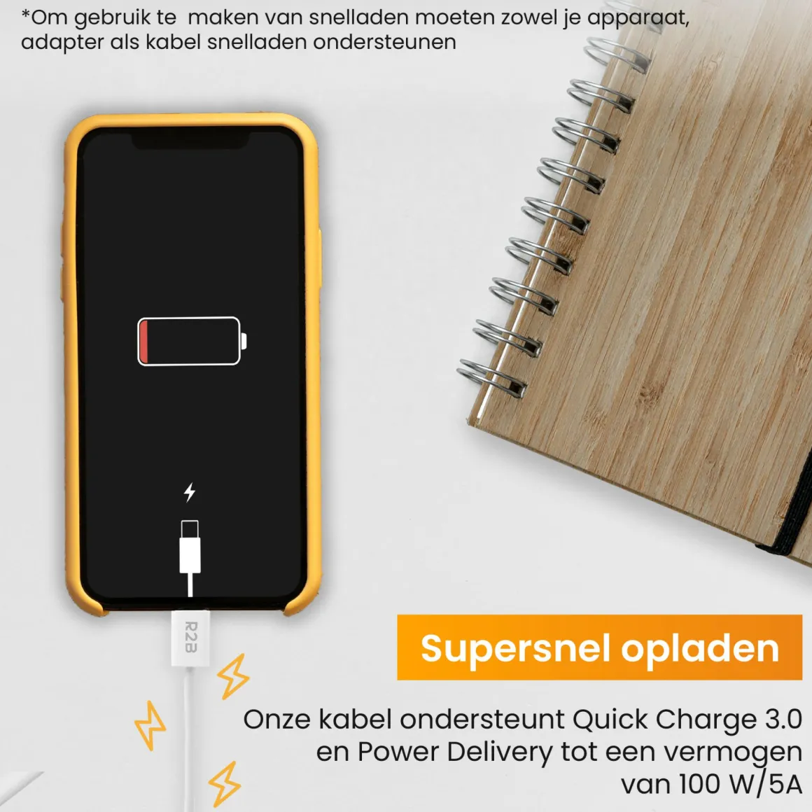 R2B 1 Meter weißes USB-A zu Lightning Kabel