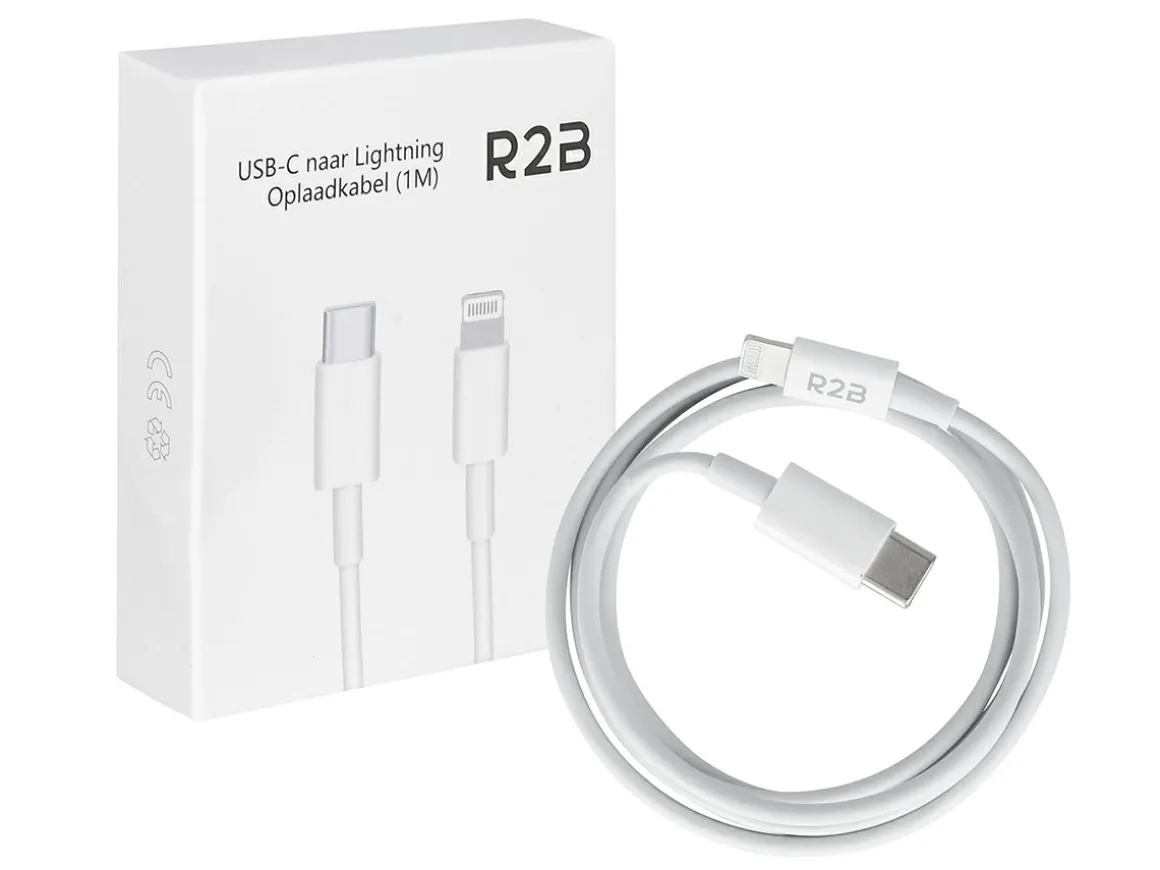 R2B 1 Meter Weißes USB-C zu Lightning Kabel