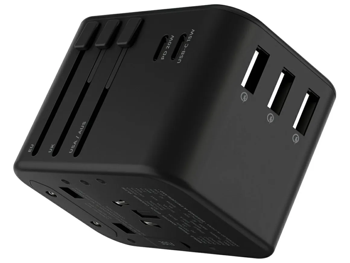 RollingSQUARE 2 USB-C und 3 USB-A Universal World Plug