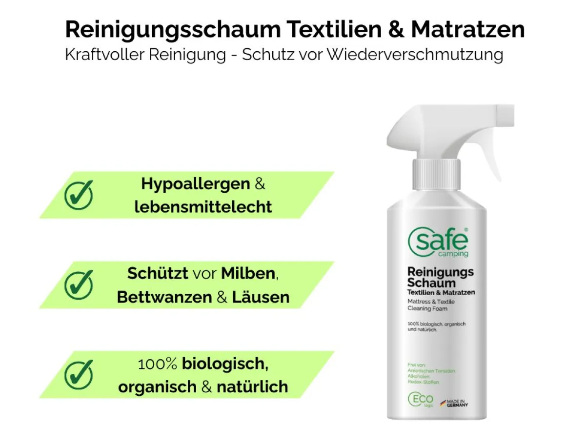 SAFE CAMPING Textilien & Matratzen Reinigungsschaum - 500mL