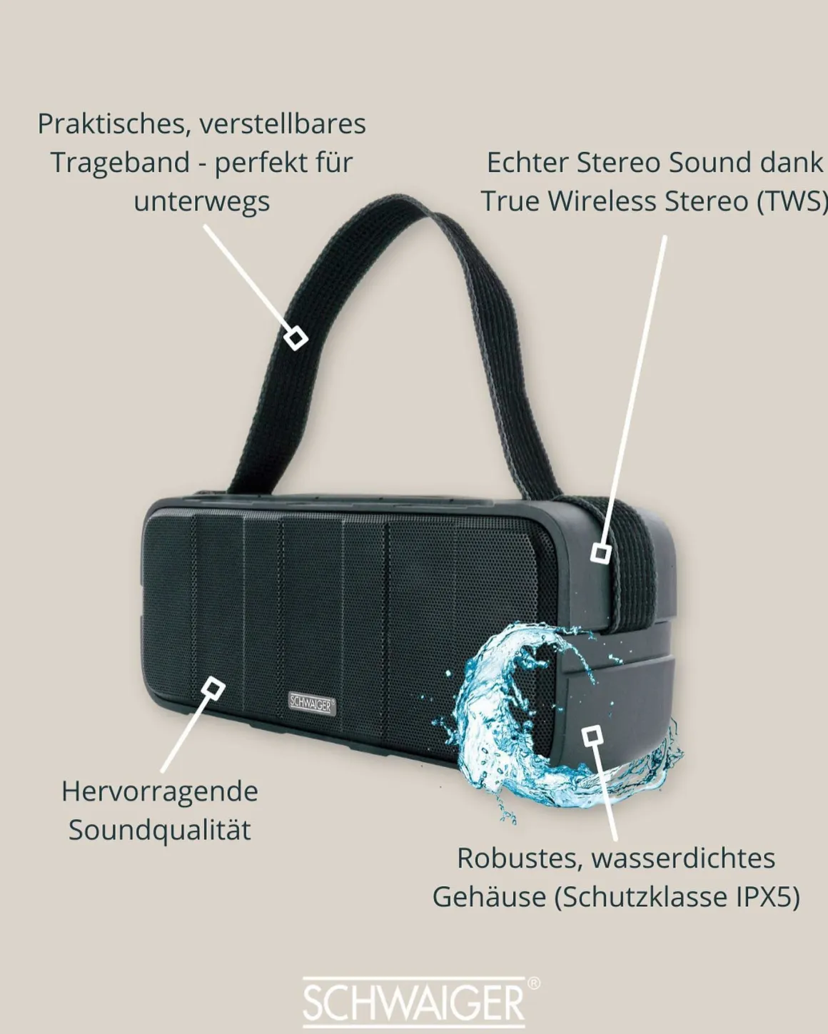 Schwaiger ALD0017 Bluetooth Lautsprecher