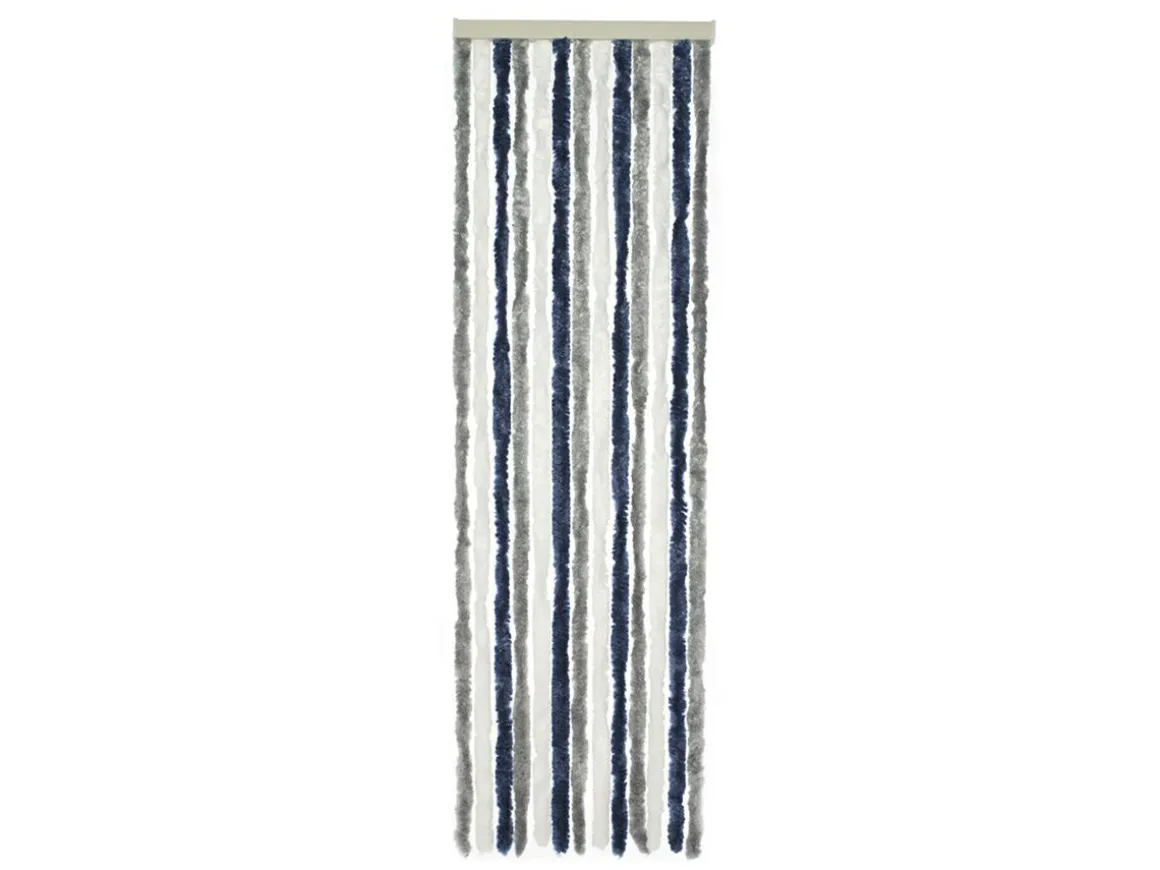 Travellife 56 x 185 grau/weiß/blau Chenille-Vorhang