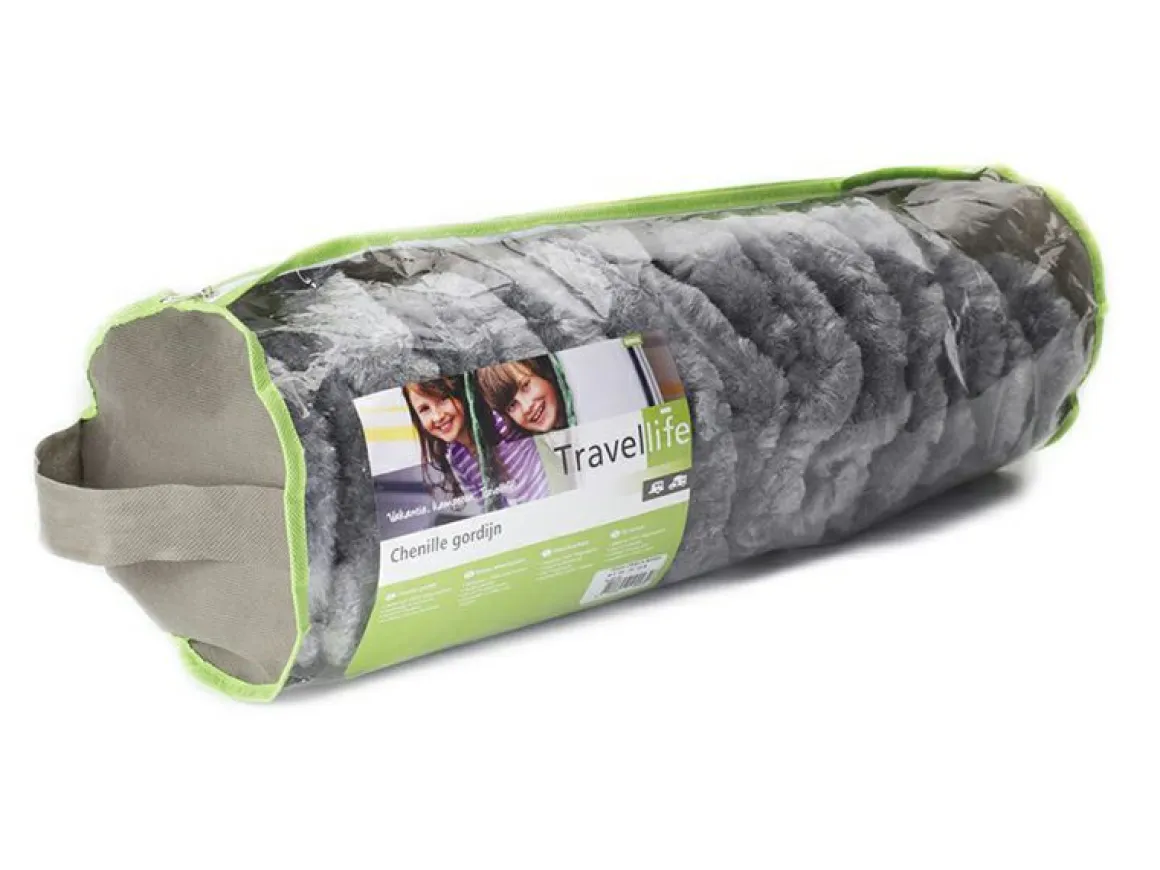 Travellife 56 x 185 grau/weiß/blau Chenille-Vorhang